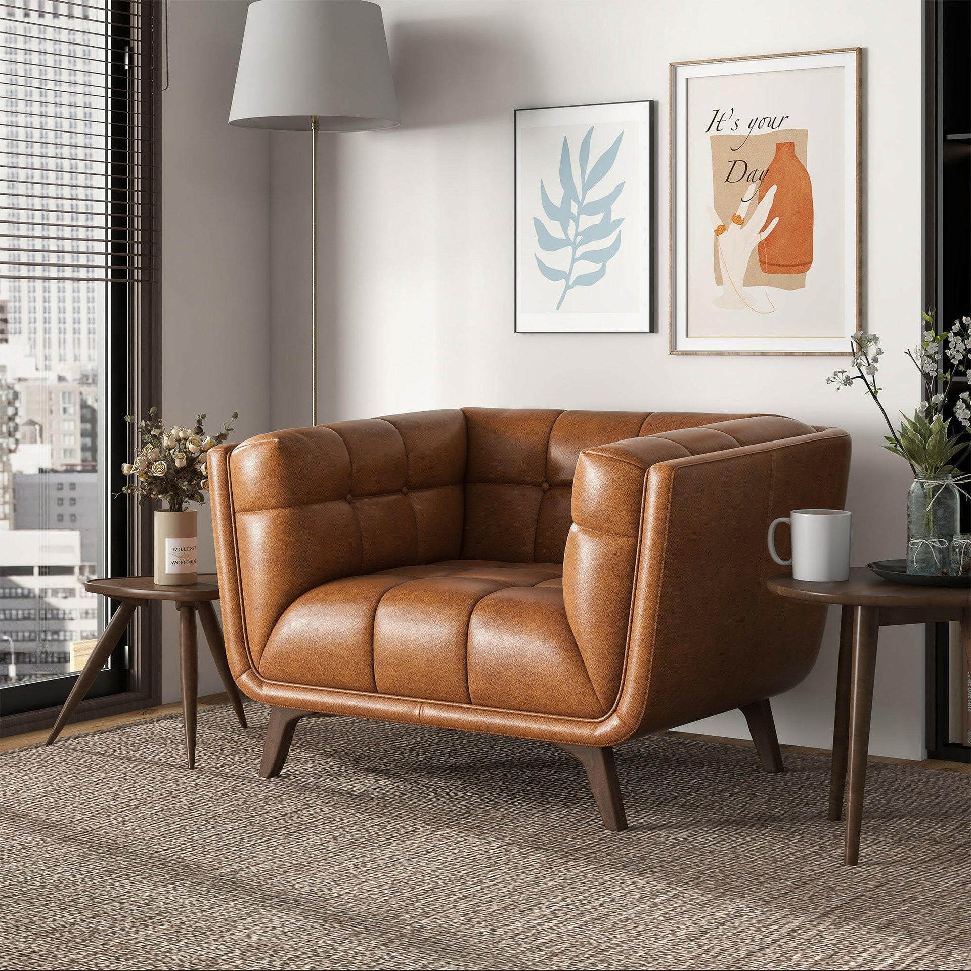 Addison Lounge Chair (Cognac Leather).