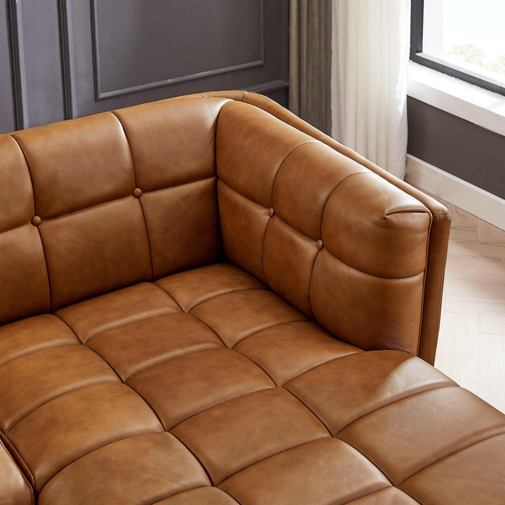 Addison Right Sectional Cognac Leather Sofa.