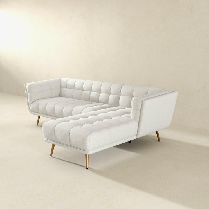 Addison Right Sectional Cream Boucle Sofa.