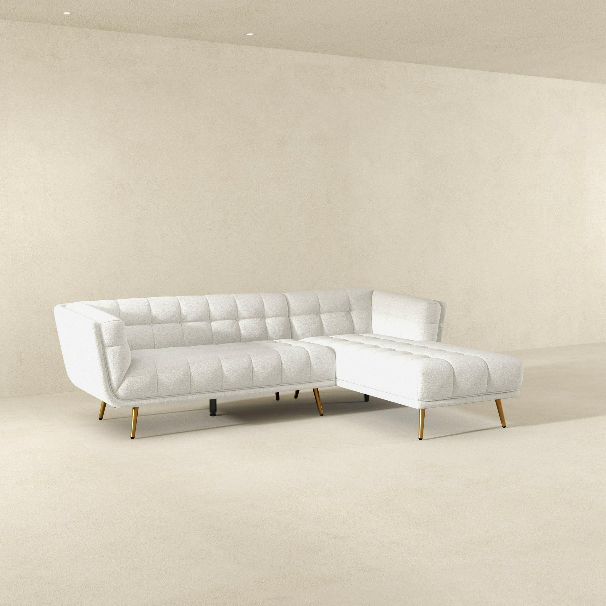 Addison Right Sectional Cream Boucle Sofa.