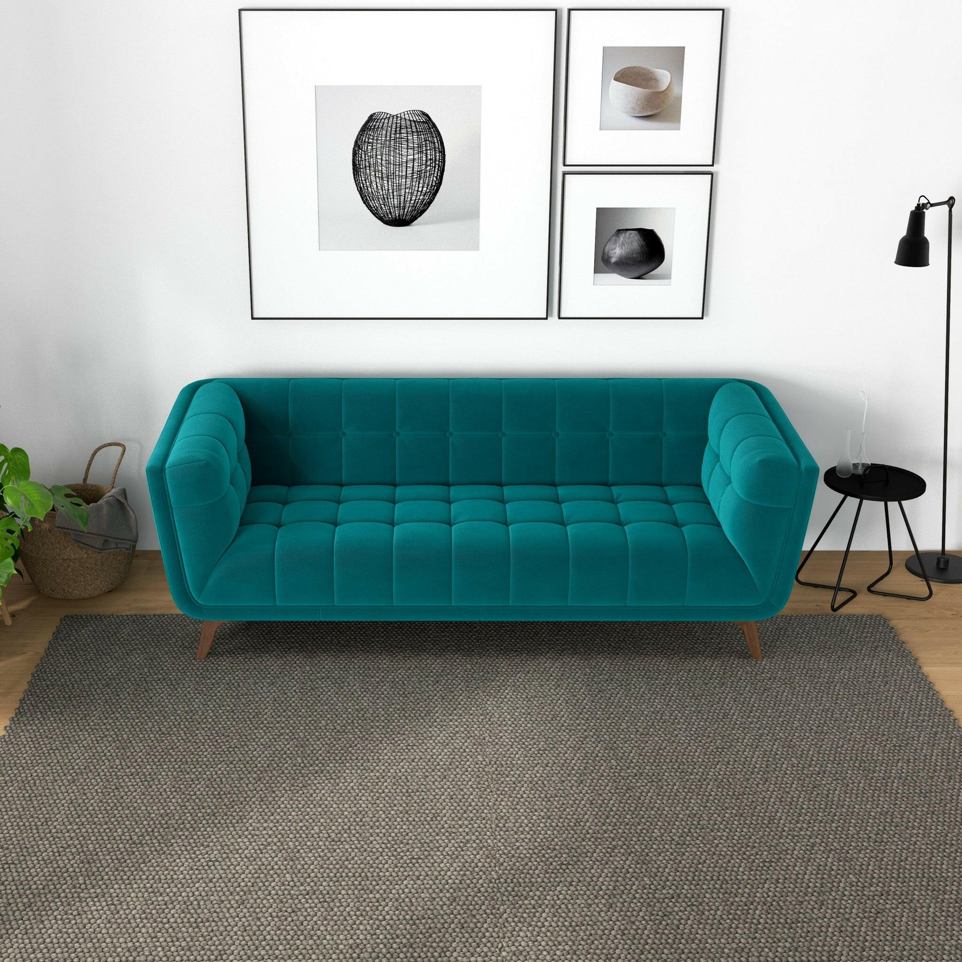 Addison Small Teal Velvet Sofa.