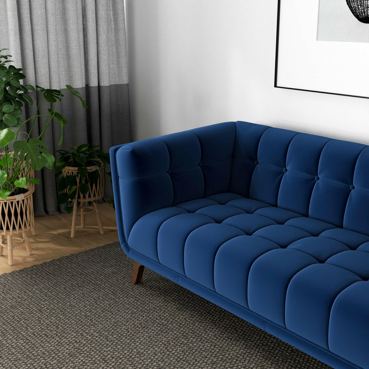 Addison Sofa (Large - Dark Blue Boucle with Metal Feet).