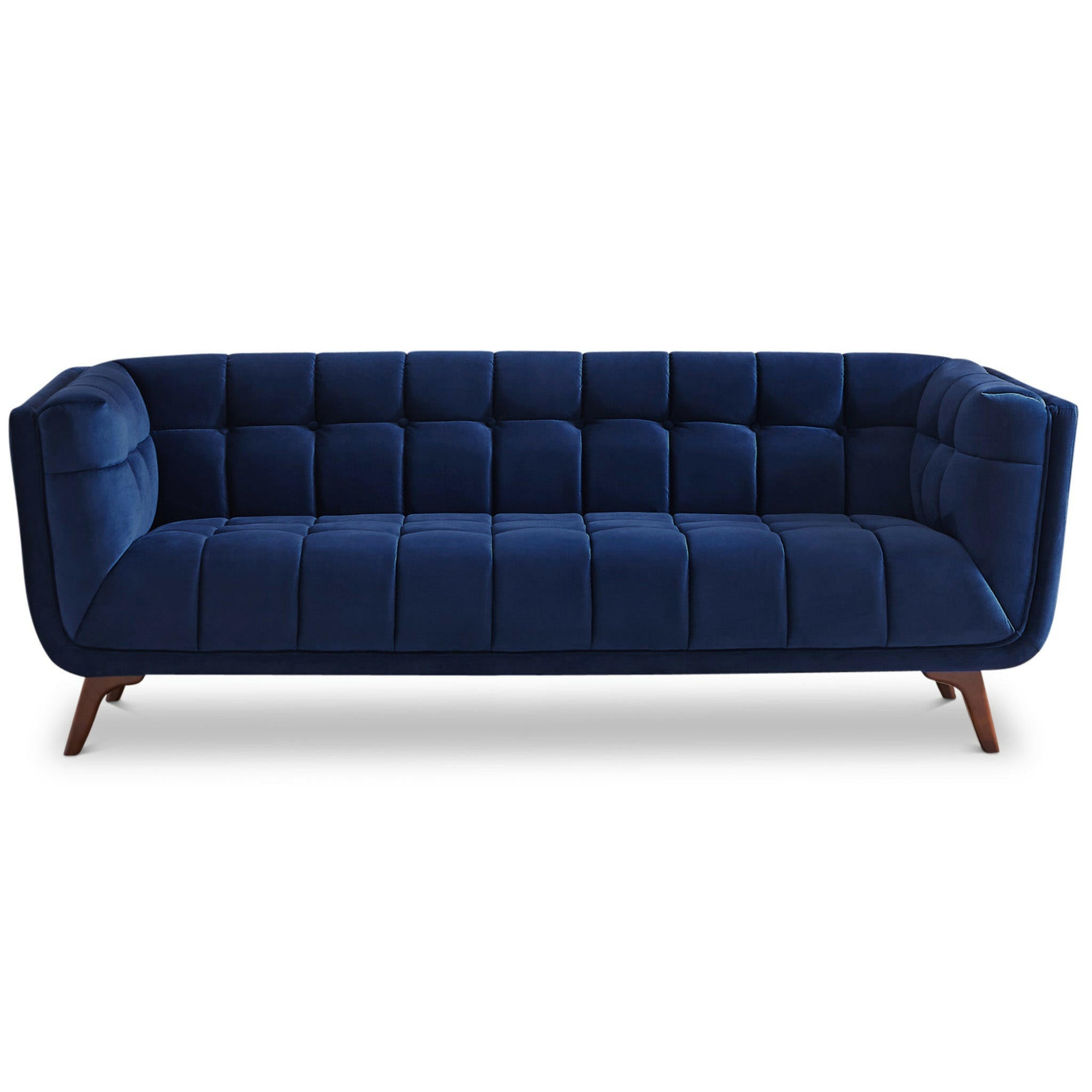 Addison Sofa (Large - Dark Blue Boucle with Metal Feet).