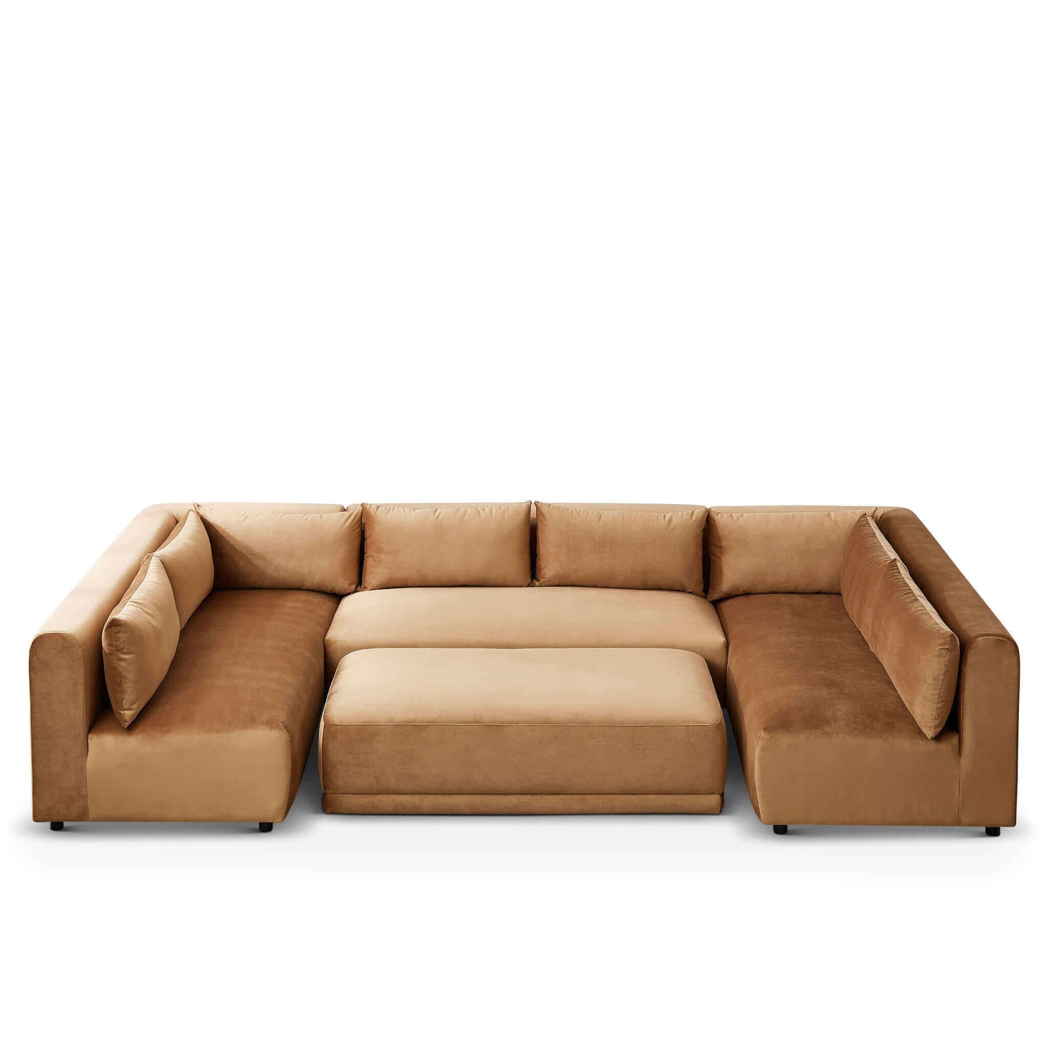 Aleny Cognac Velvet Modular Corner Sofa.