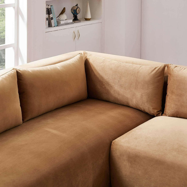 Aleny Cognac Velvet Modular Corner Sofa.