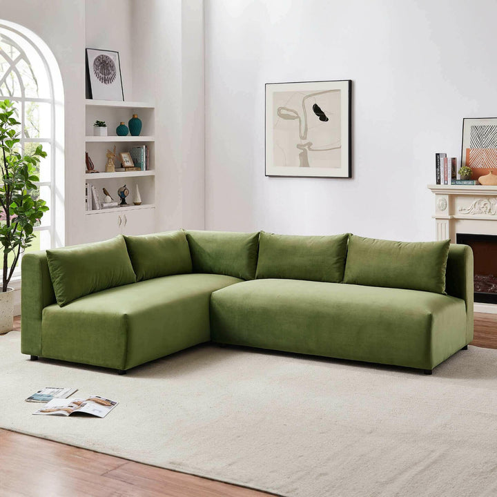 Aleny Green Velvet Modular Corner Sofa.