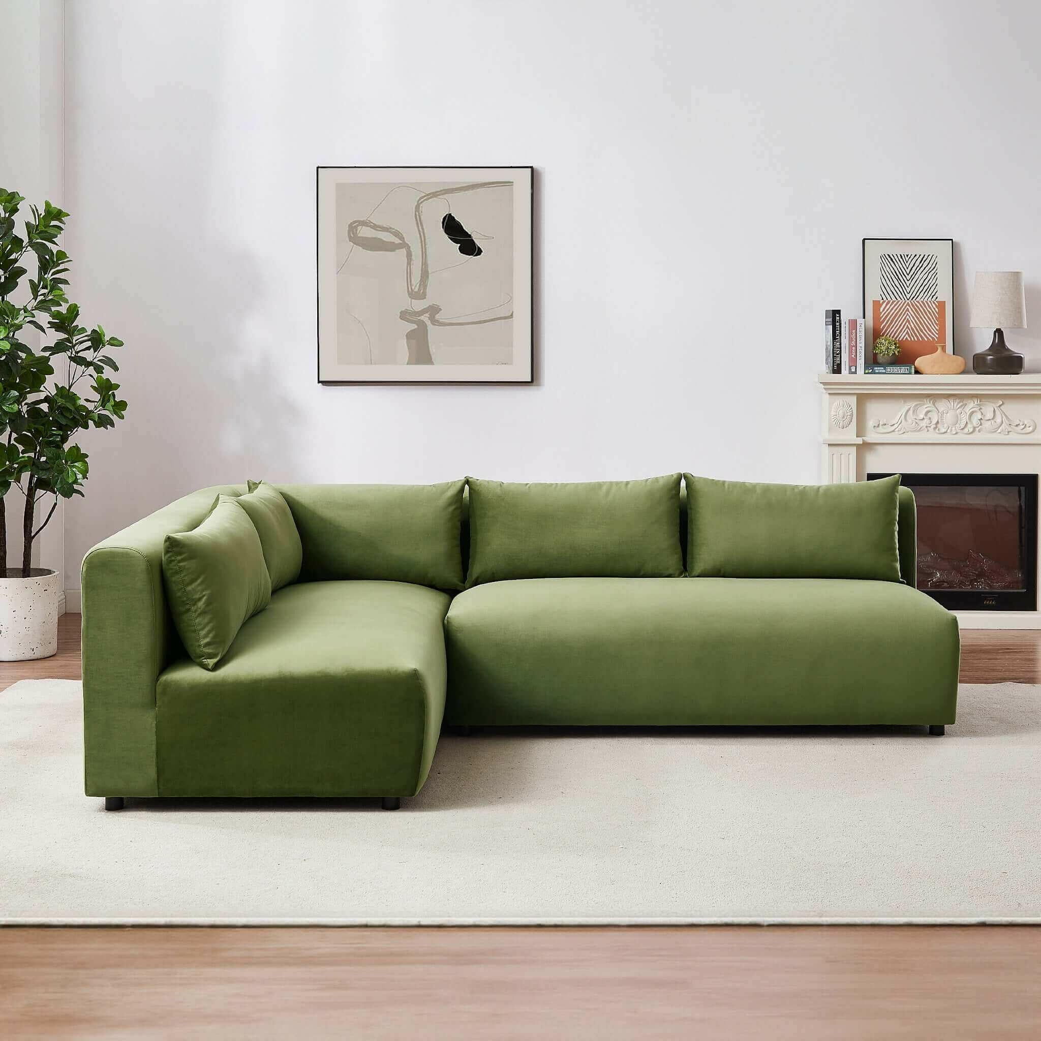 Aleny Green Velvet Modular Corner Sofa.