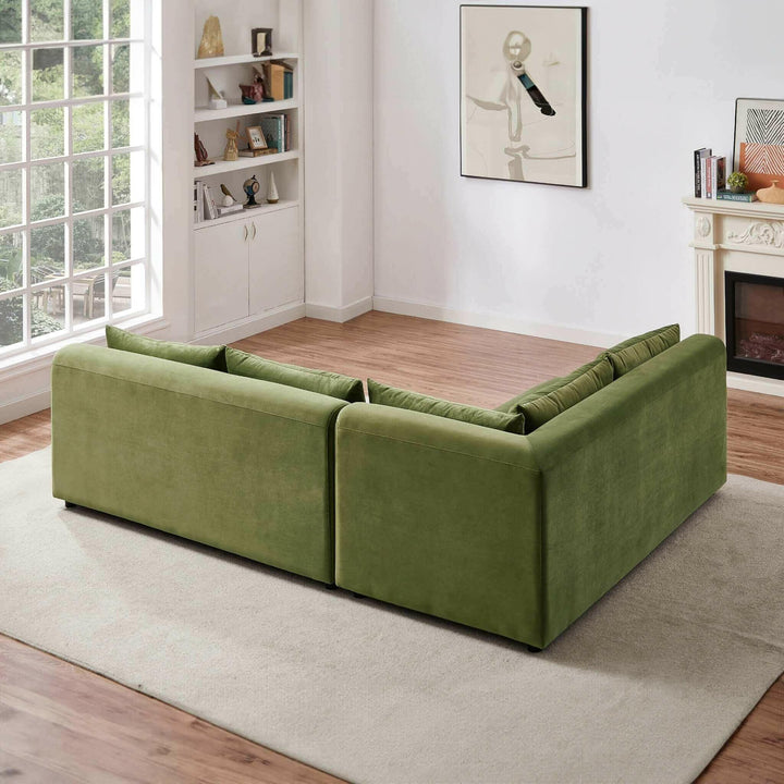 Aleny Green Velvet Modular Corner Sofa.