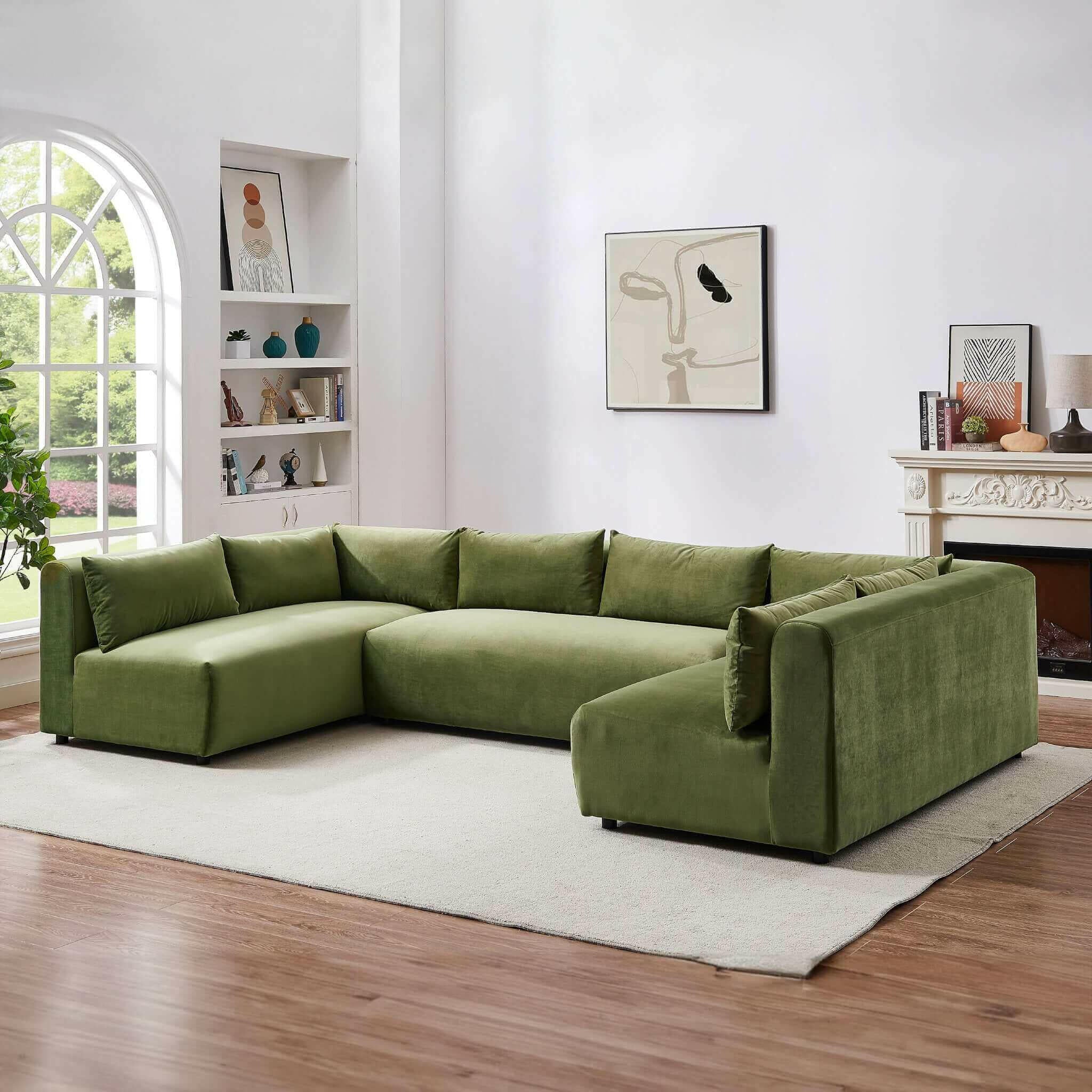 Aleny Green Velvet Modular Corner Sofa.