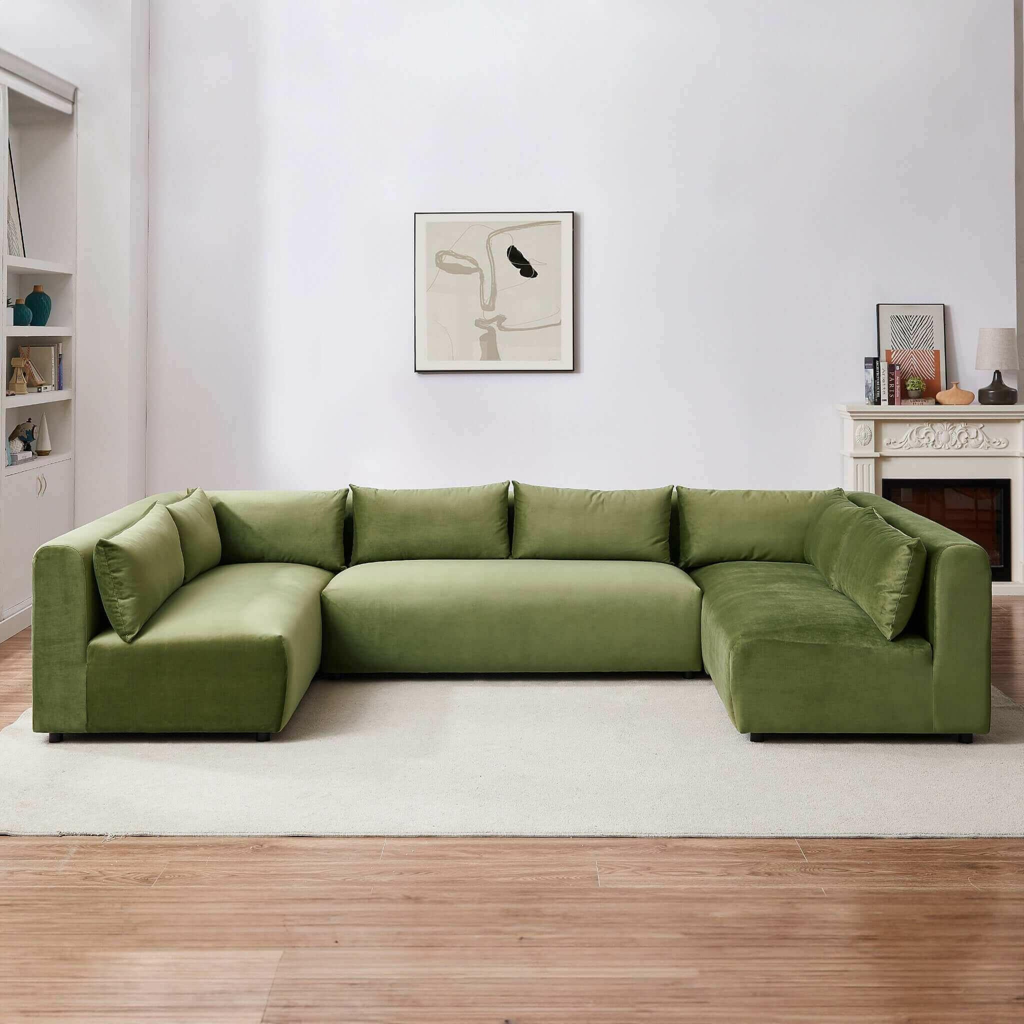 Aleny Green Velvet Modular Corner Sofa.