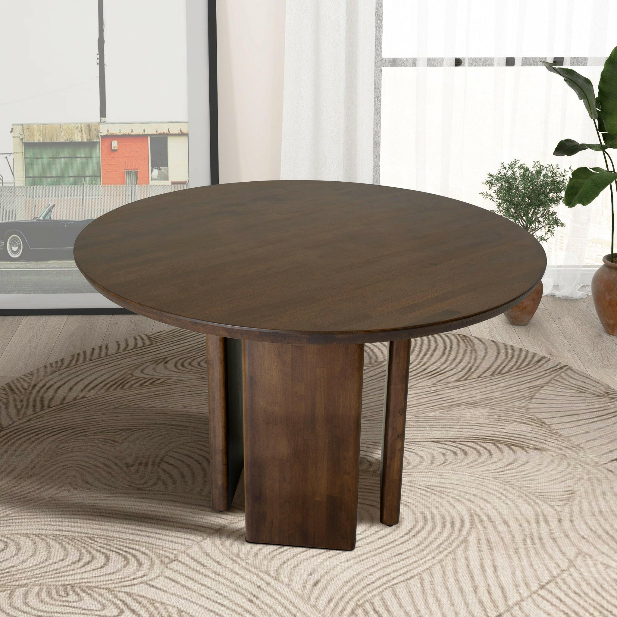 Alden Round Walnut Dining Table.