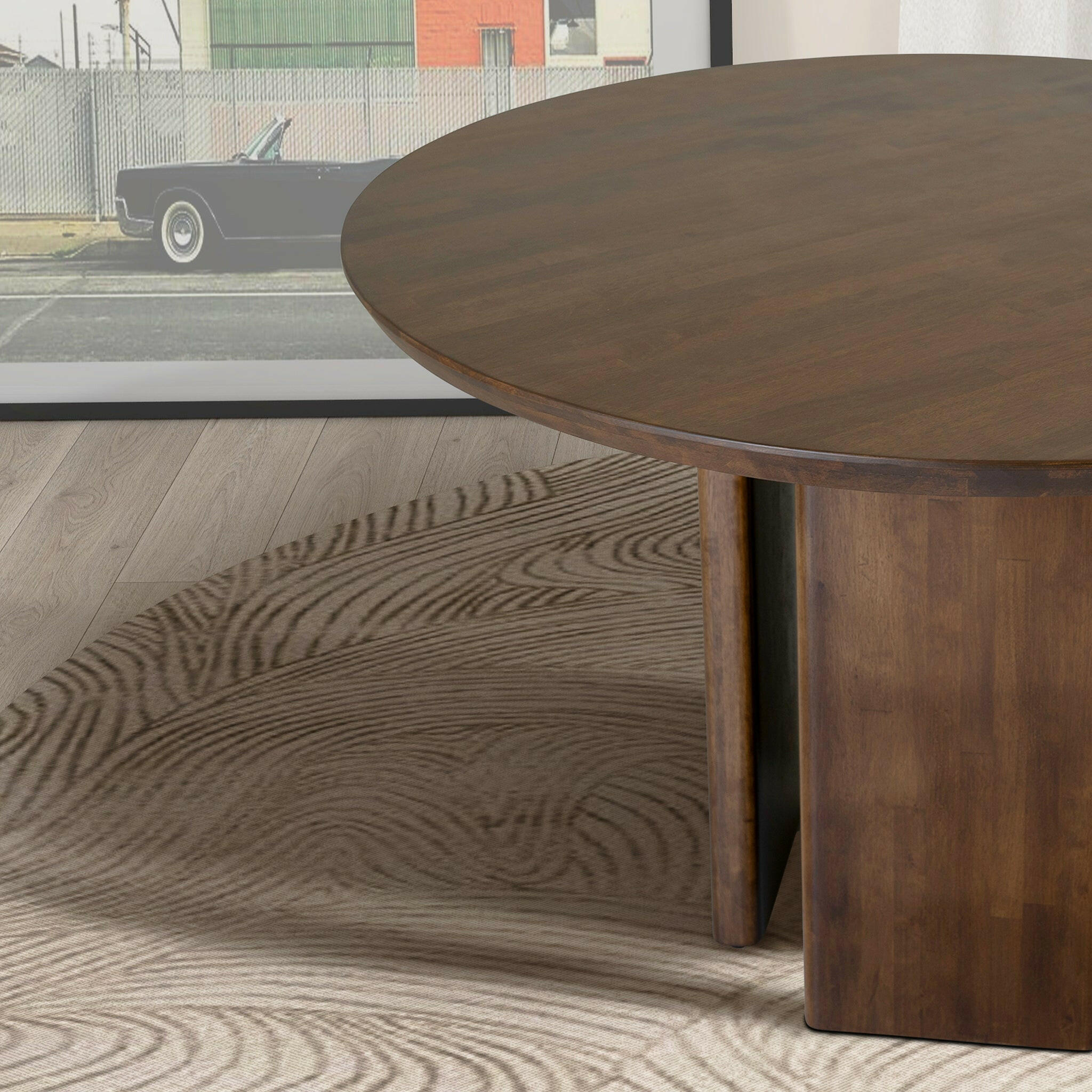 Alden Round Walnut Dining Table.