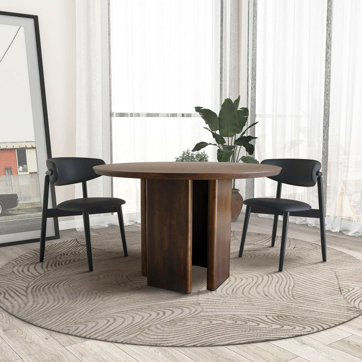 Alden Round Walnut Dining Table.