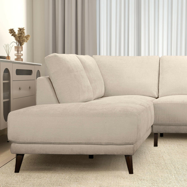 Amara Left Sectional Cream Fabric Sofa.