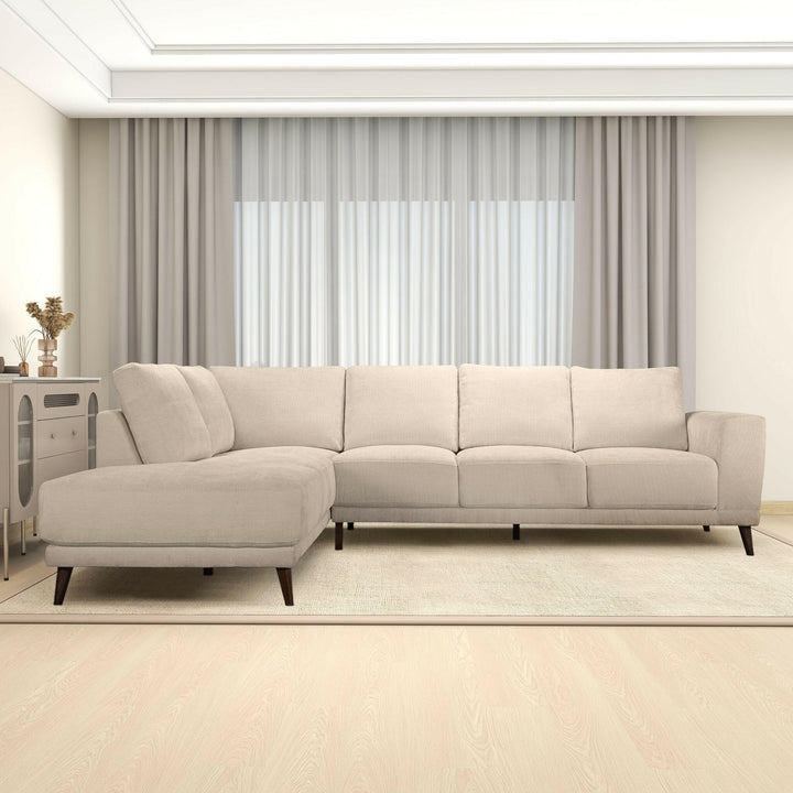 Amara Left Sectional Cream Fabric Sofa.