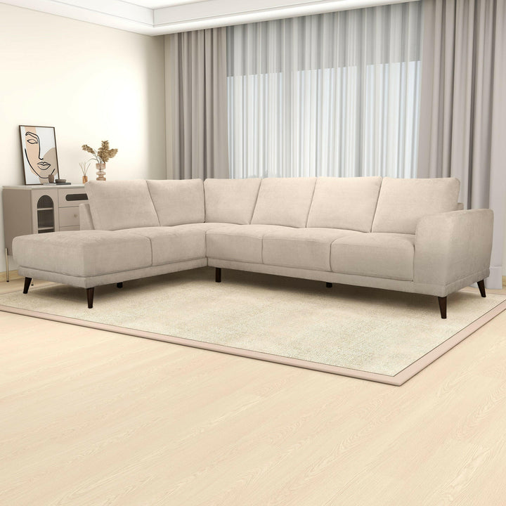 Amara Left Sectional Cream Fabric Sofa.