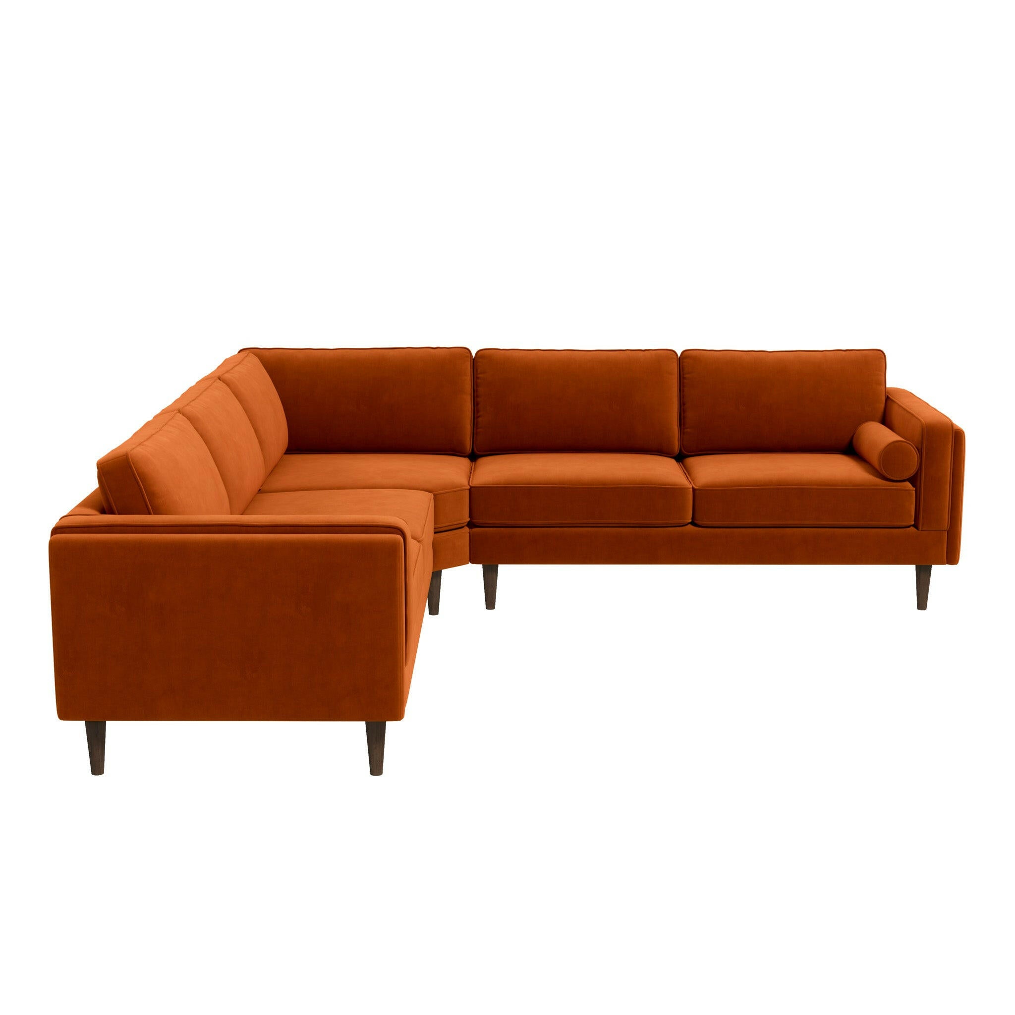 Amber Burnt Orange Corner Sectional Sofa.