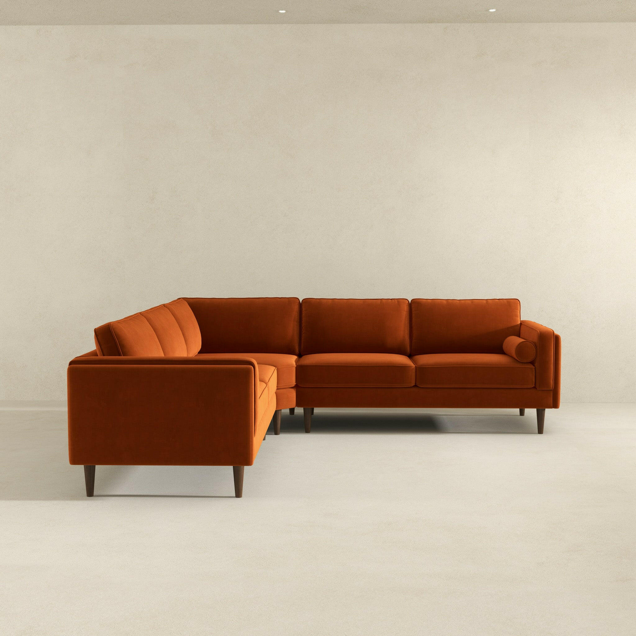 Amber Burnt Orange Corner Sectional Sofa.