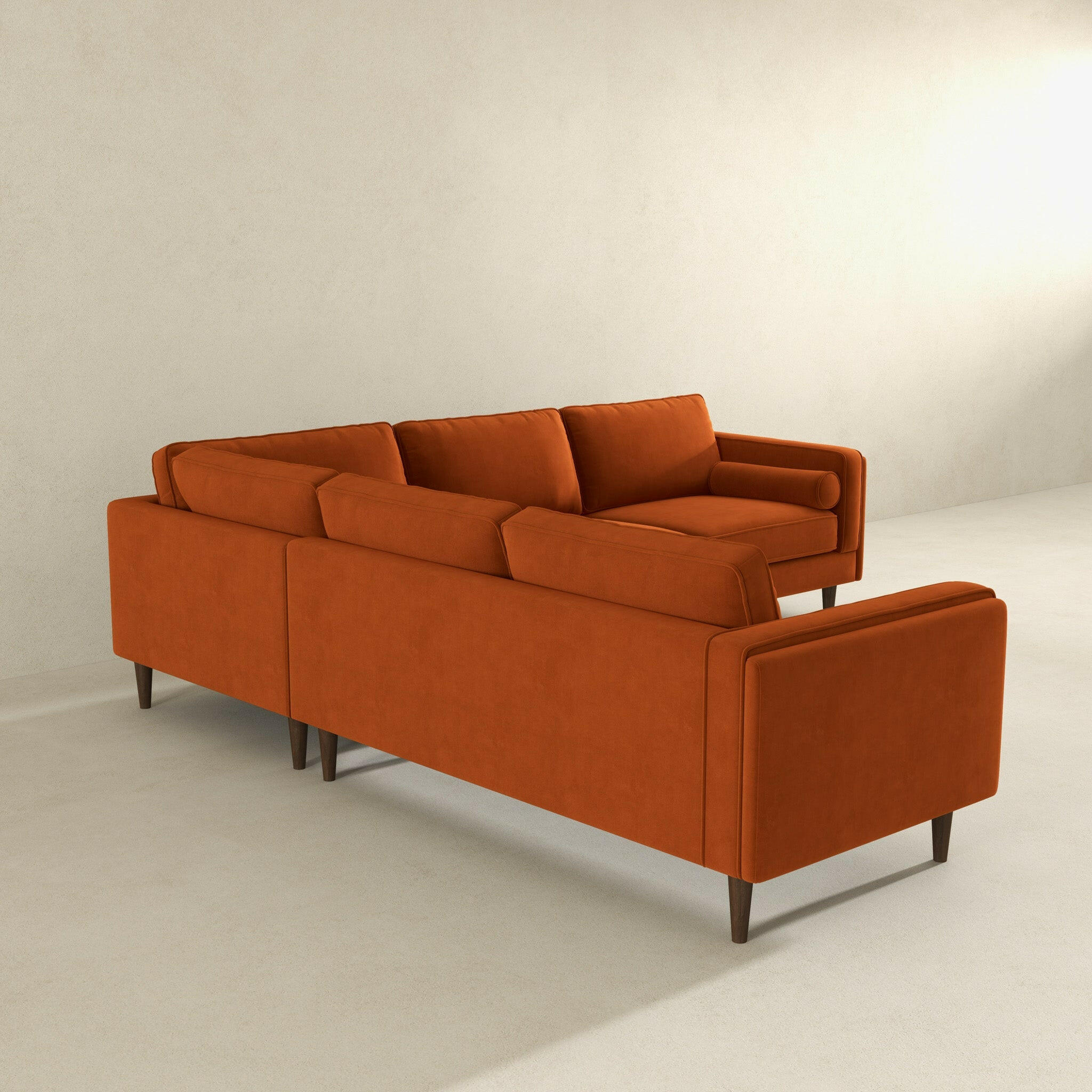 Amber Burnt Orange Corner Sectional Sofa.