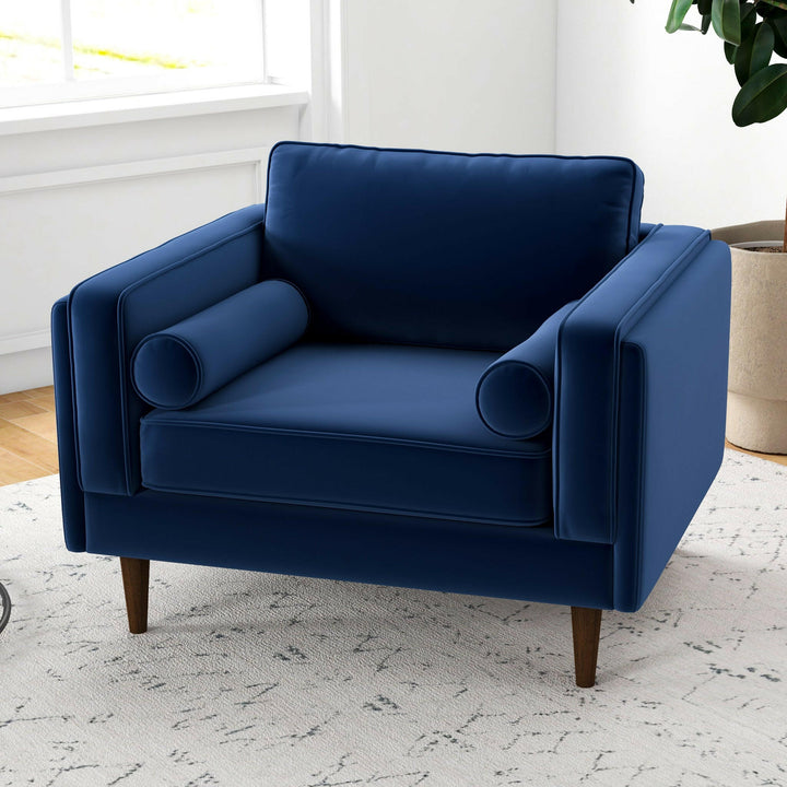 Amber Lounge Chair (Navy Blue Velvet).