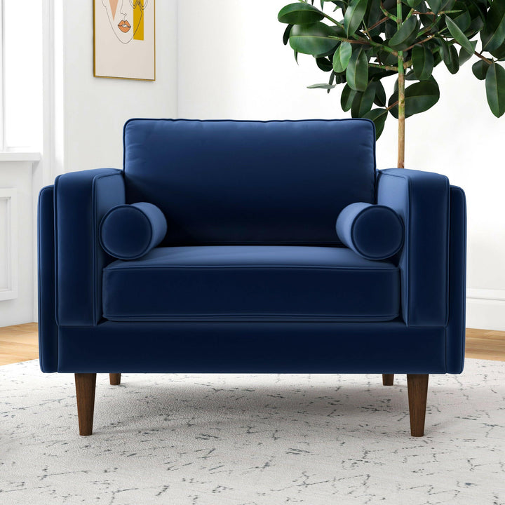 Amber Lounge Chair (Navy Blue Velvet).