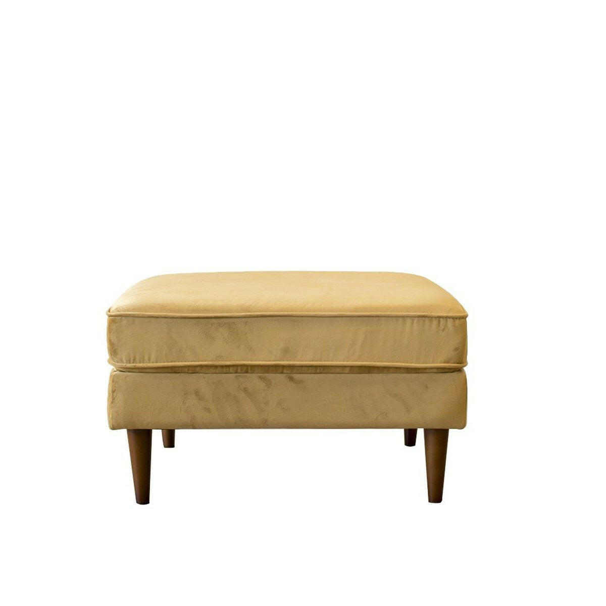 Amber Square Upholstered Ottoman (Yellow Velvet).