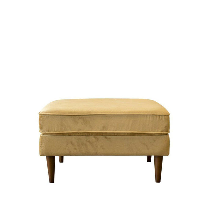 Amber Square Upholstered Ottoman (Yellow Velvet).