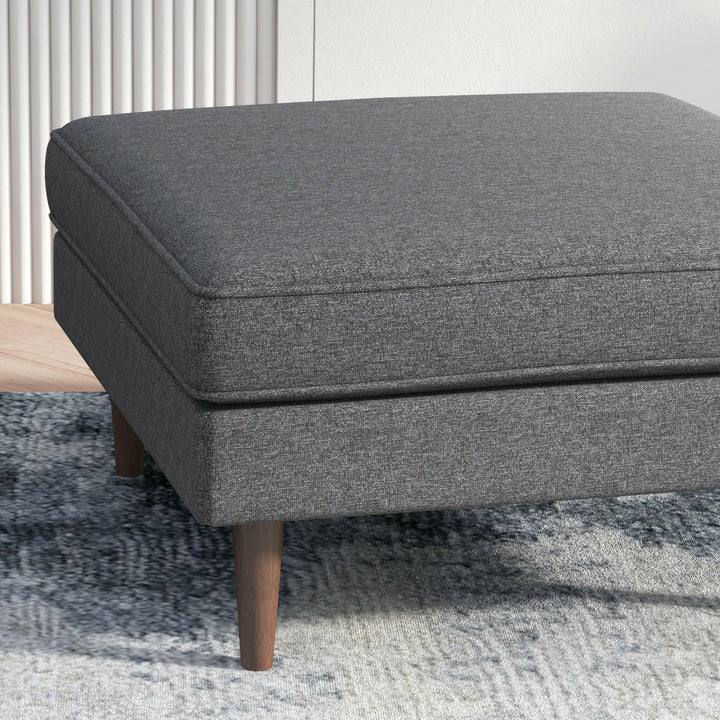 Amber Square Upholstered Ottoman (Seaside Grey).