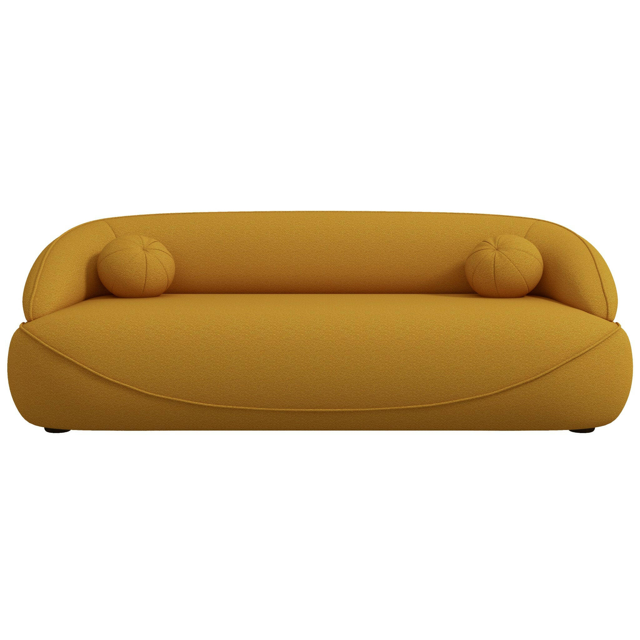 Andrew Mustard Yellow Boucle Sofa.