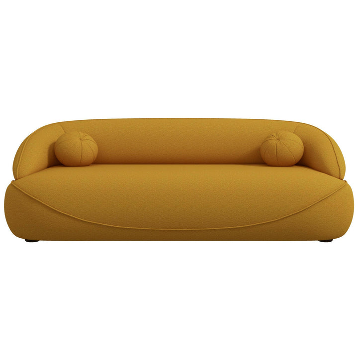 Andrew Mustard Yellow Boucle Sofa.