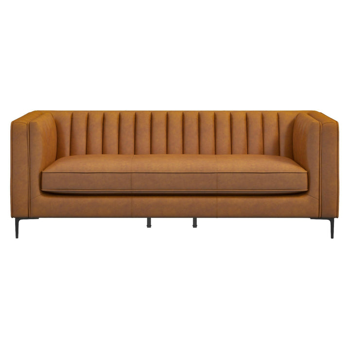 Angelina Cognac PU Leather Sofa 84".