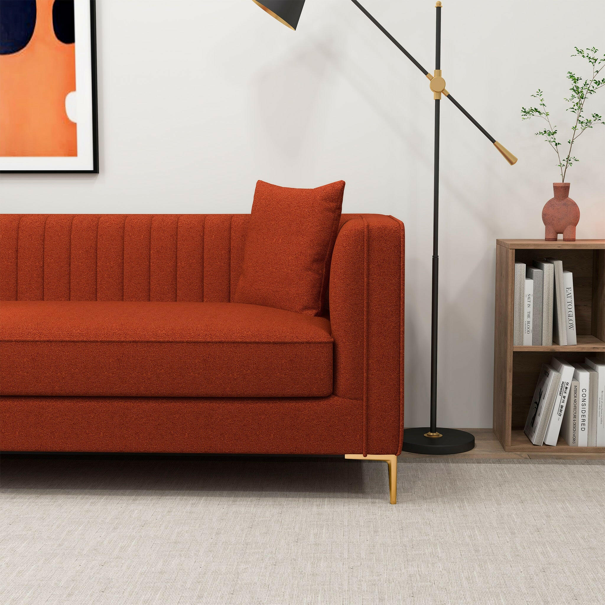 Angelina Red Boucle Sofa 84".