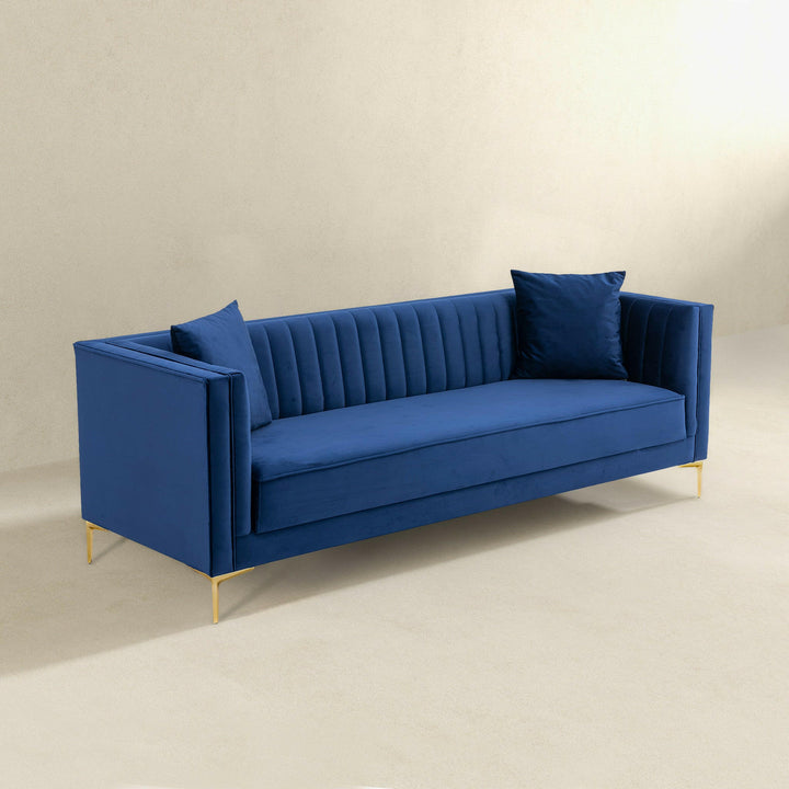 Angelina Sofa 91" (Dark Blue Velvet).