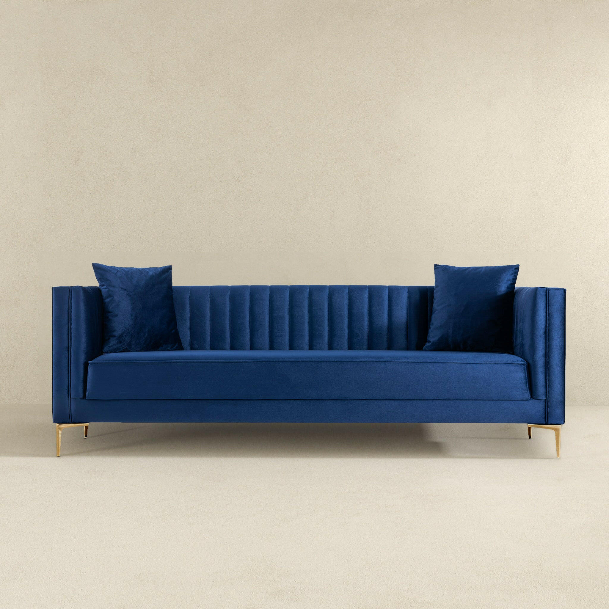 Angelina Sofa 91" (Dark Blue Velvet).