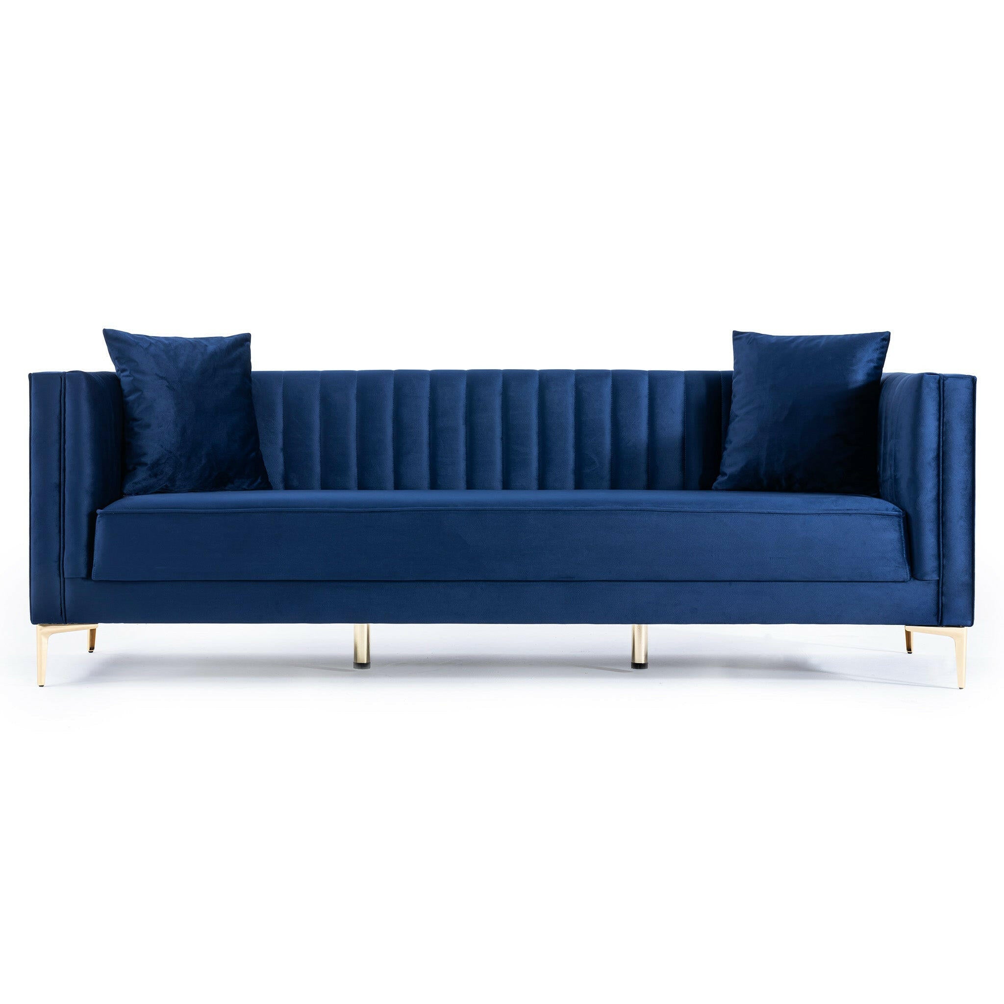 Angelina Sofa 91" (Dark Blue Velvet).