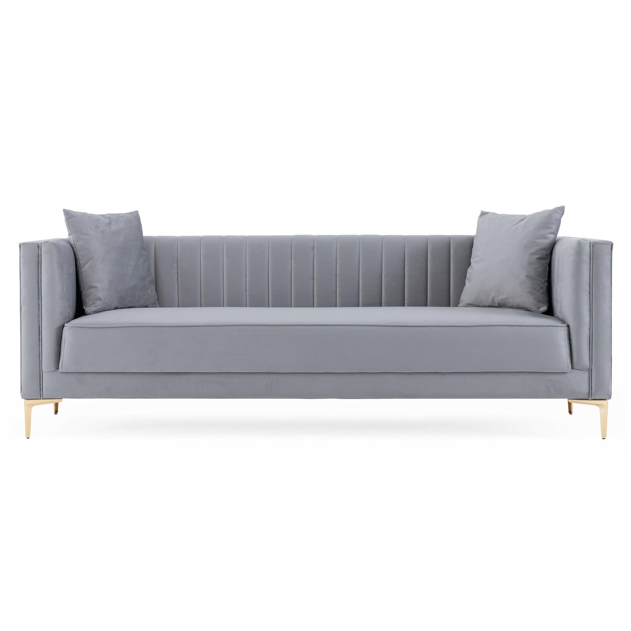 Angelina Sofa 91" (Light Grey Velvet).