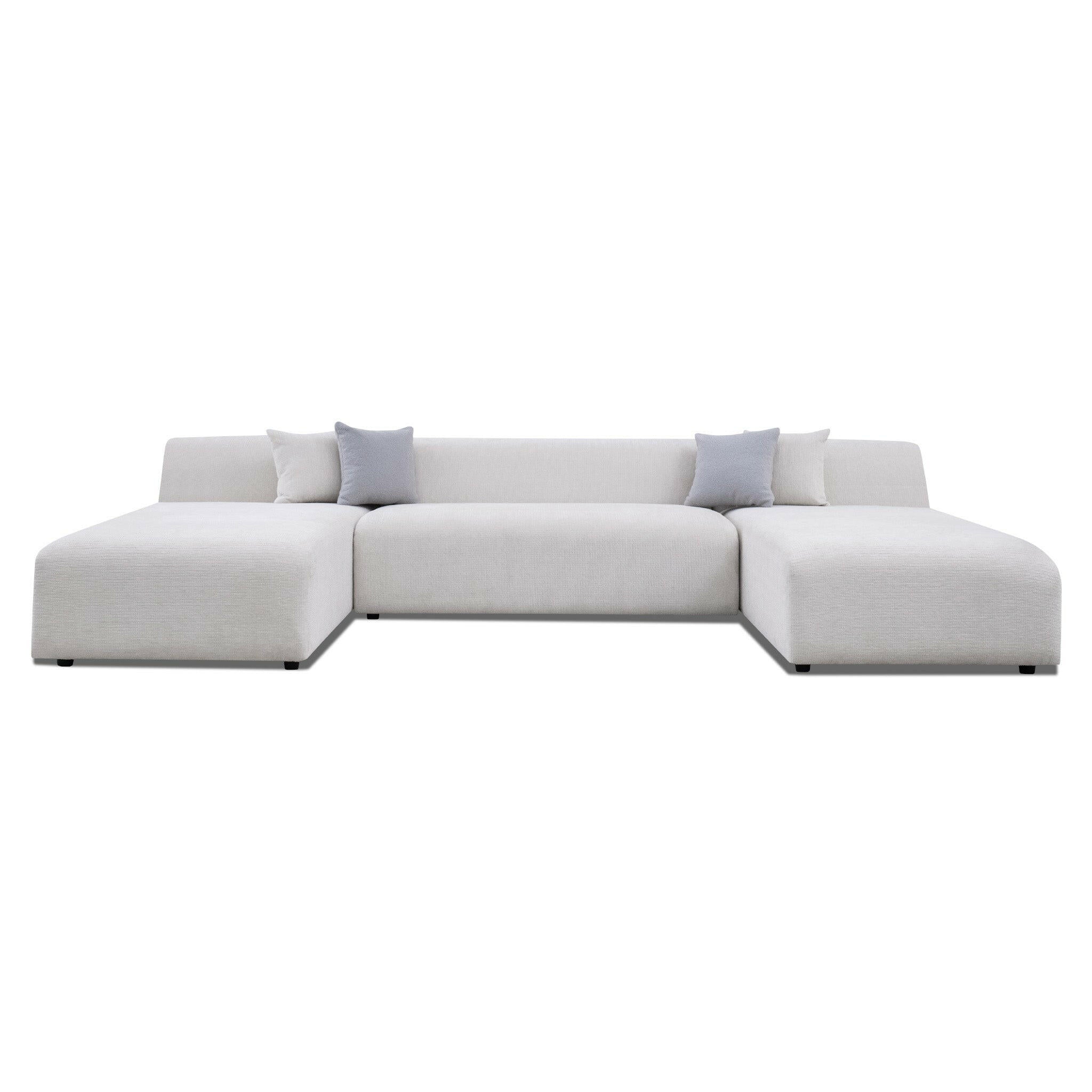 Audrey Cream Chenille U Shape Corner Sofa.