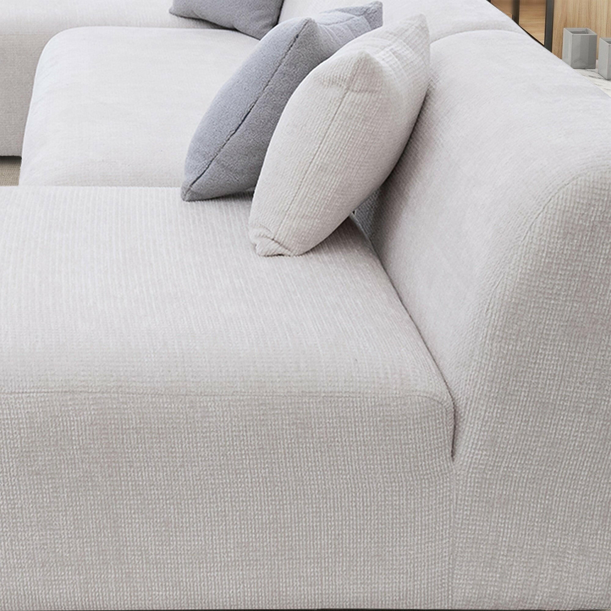 Audrey Cream Chenille U Shape Corner Sofa.