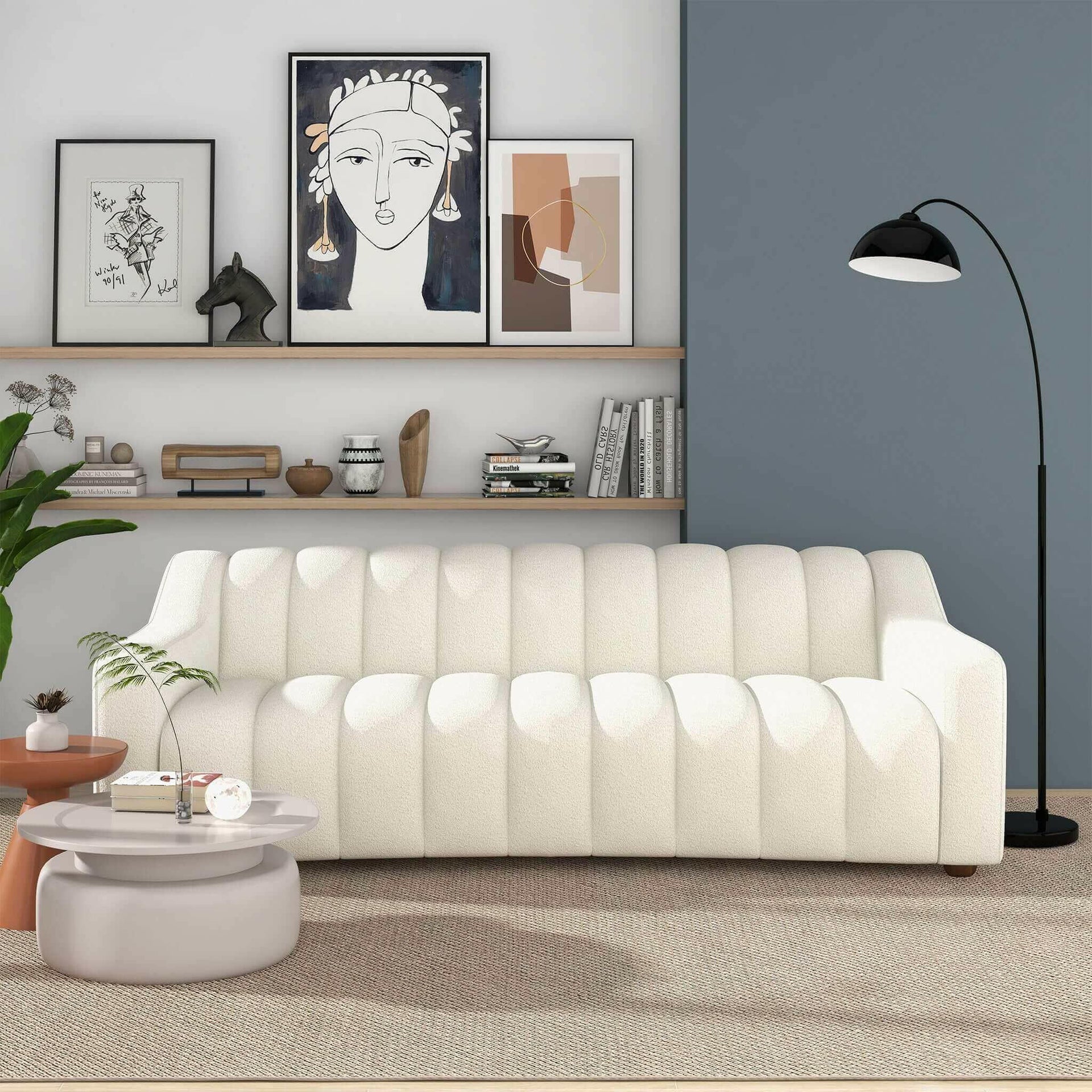 Marcus Luxury Tight Back Cream Boucle Couch.