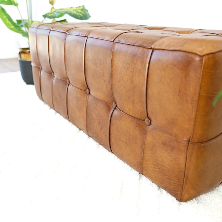 Benjiro Tan Leather Bench.