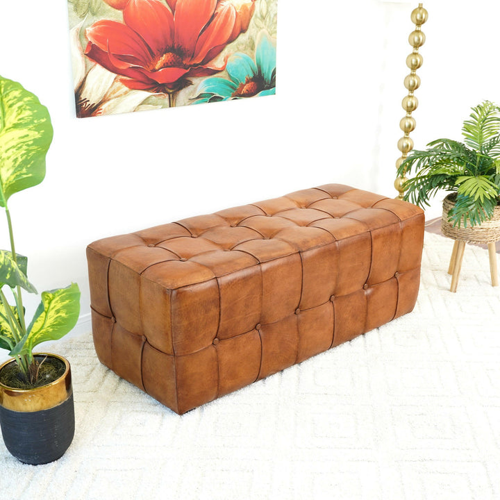 Benjiro Tan Leather Bench.