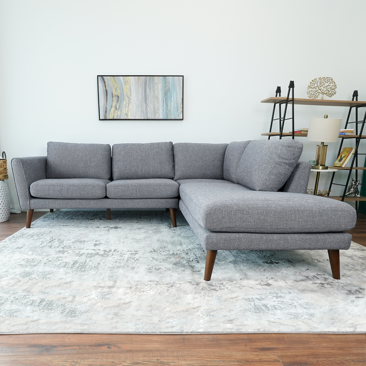 Benson Grey Fabric Sectional Sofa (Right Facing) Chaise.