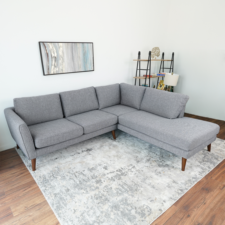 Benson Grey Fabric Sectional Sofa (Right Facing) Chaise.