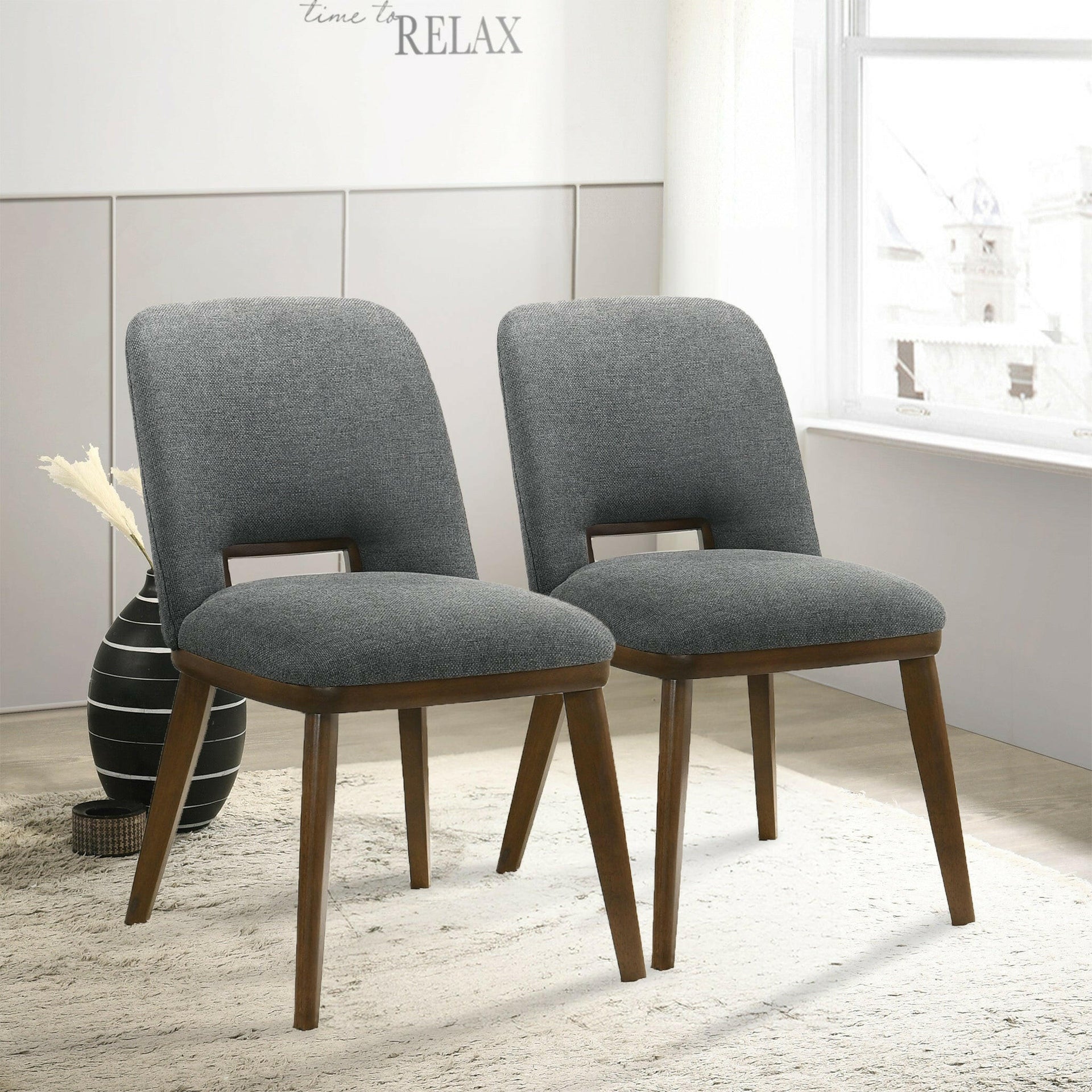 Blake Dark Grey Fabric Dining Chair (Set Of 2).