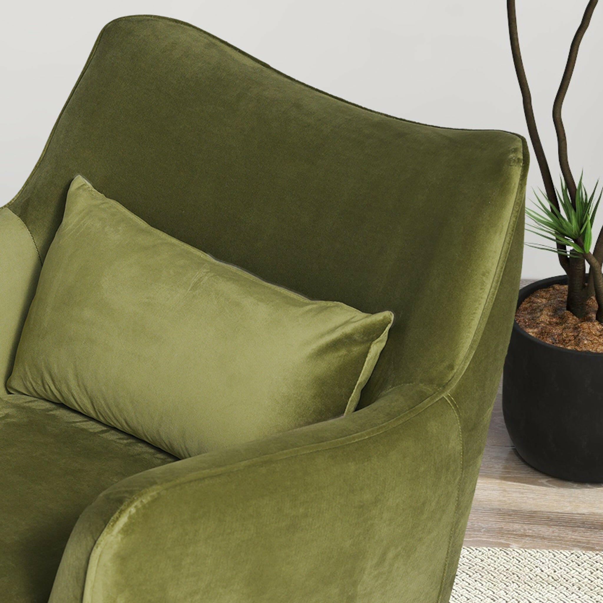 Brayden Olive Green Velvet Lounge Chair.