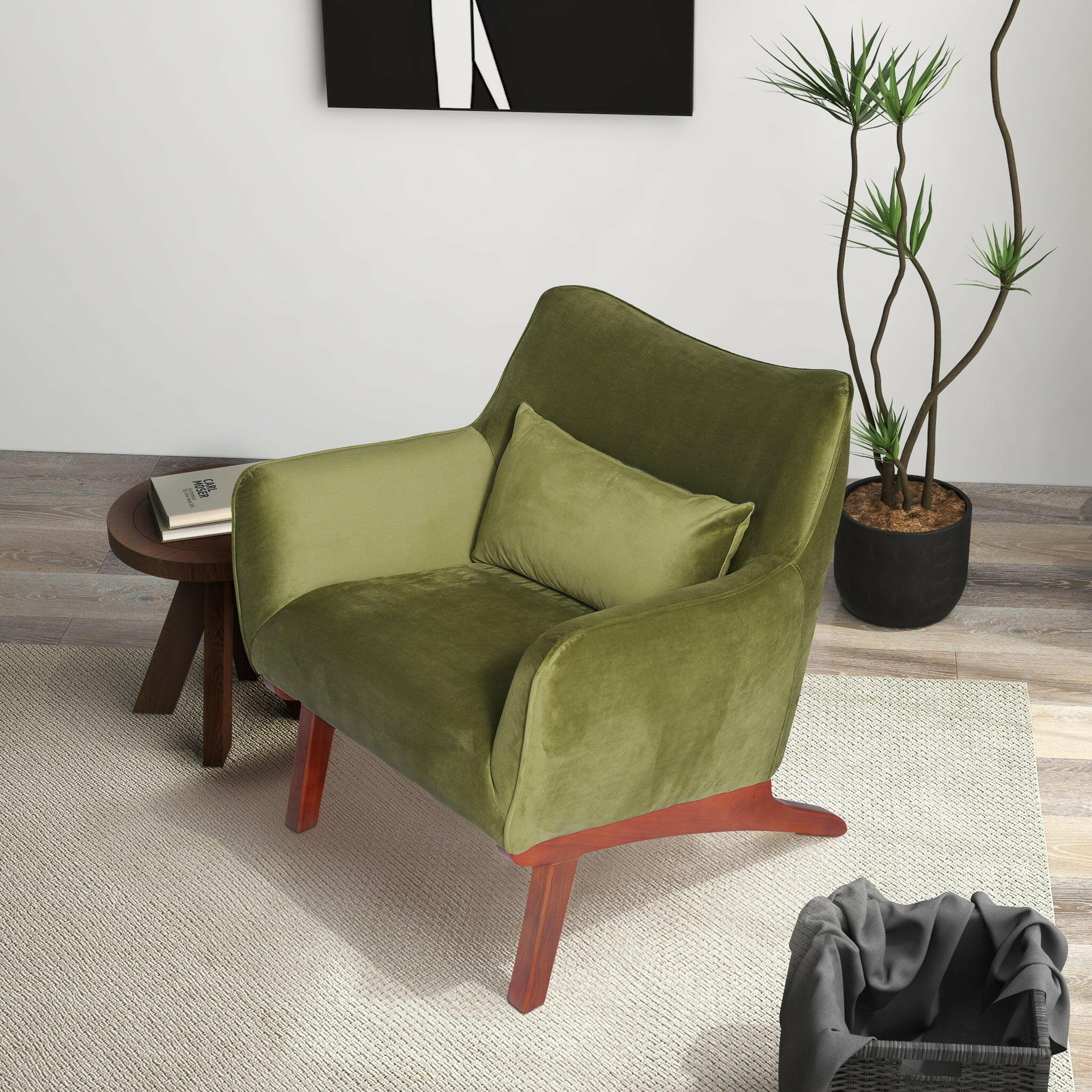 Brayden Olive Green Velvet Lounge Chair.