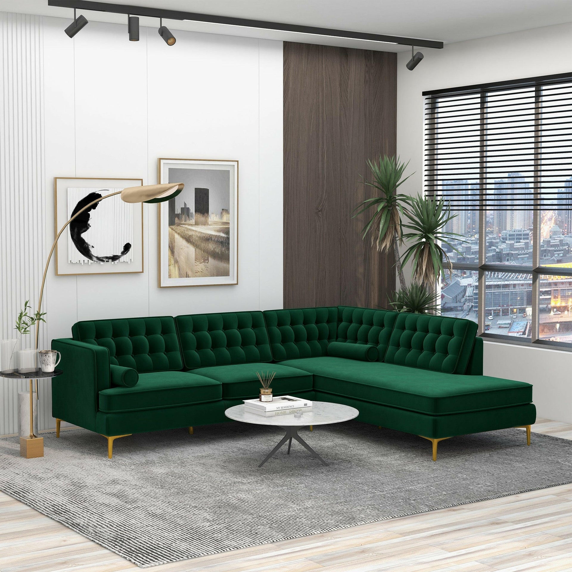 Brooke Green Sectional Sofa (Right Facing).