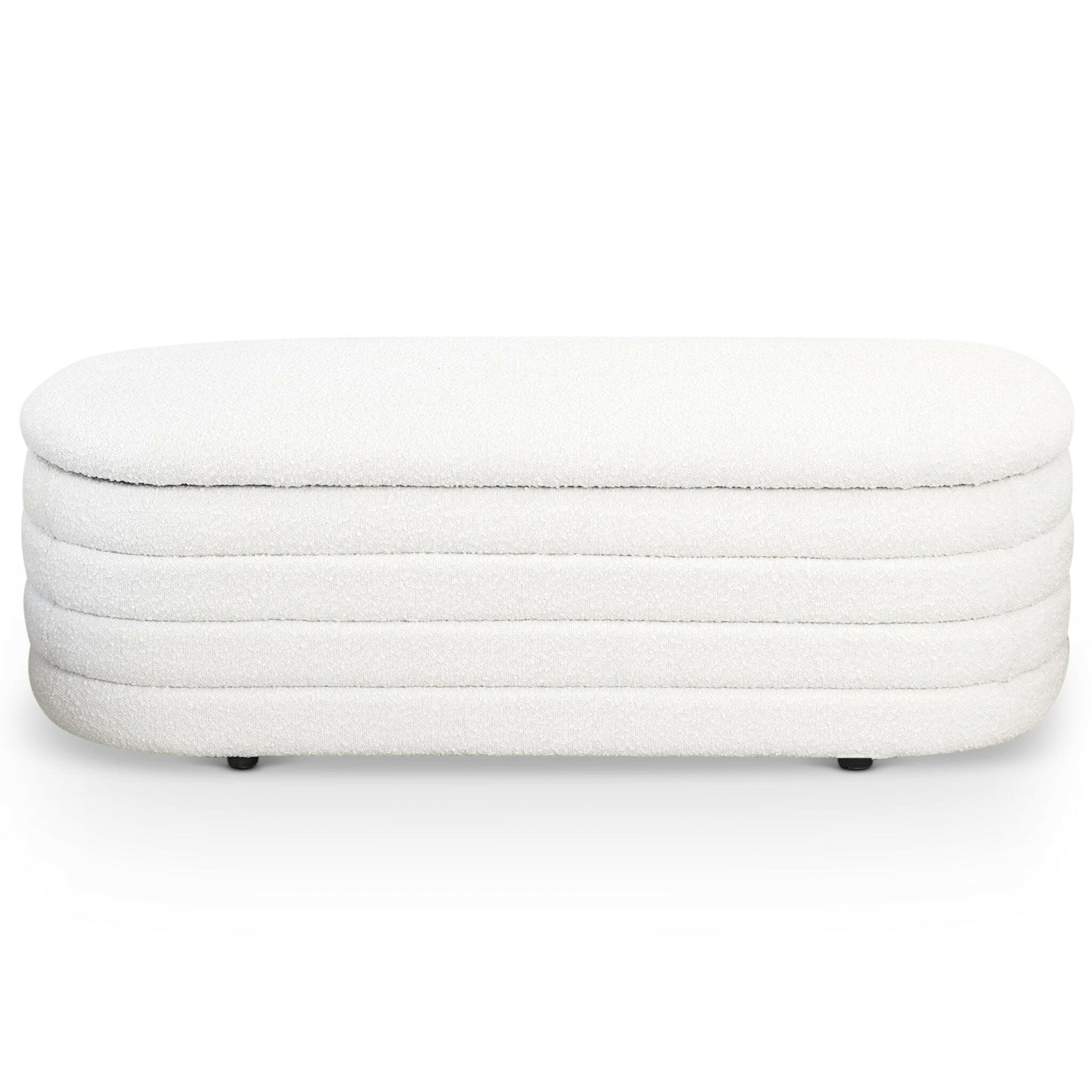 Cabana White Boucle Bench w/Storage.