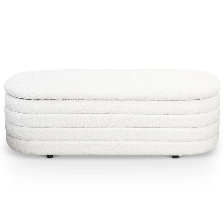 Cabana White Boucle Bench w/Storage.