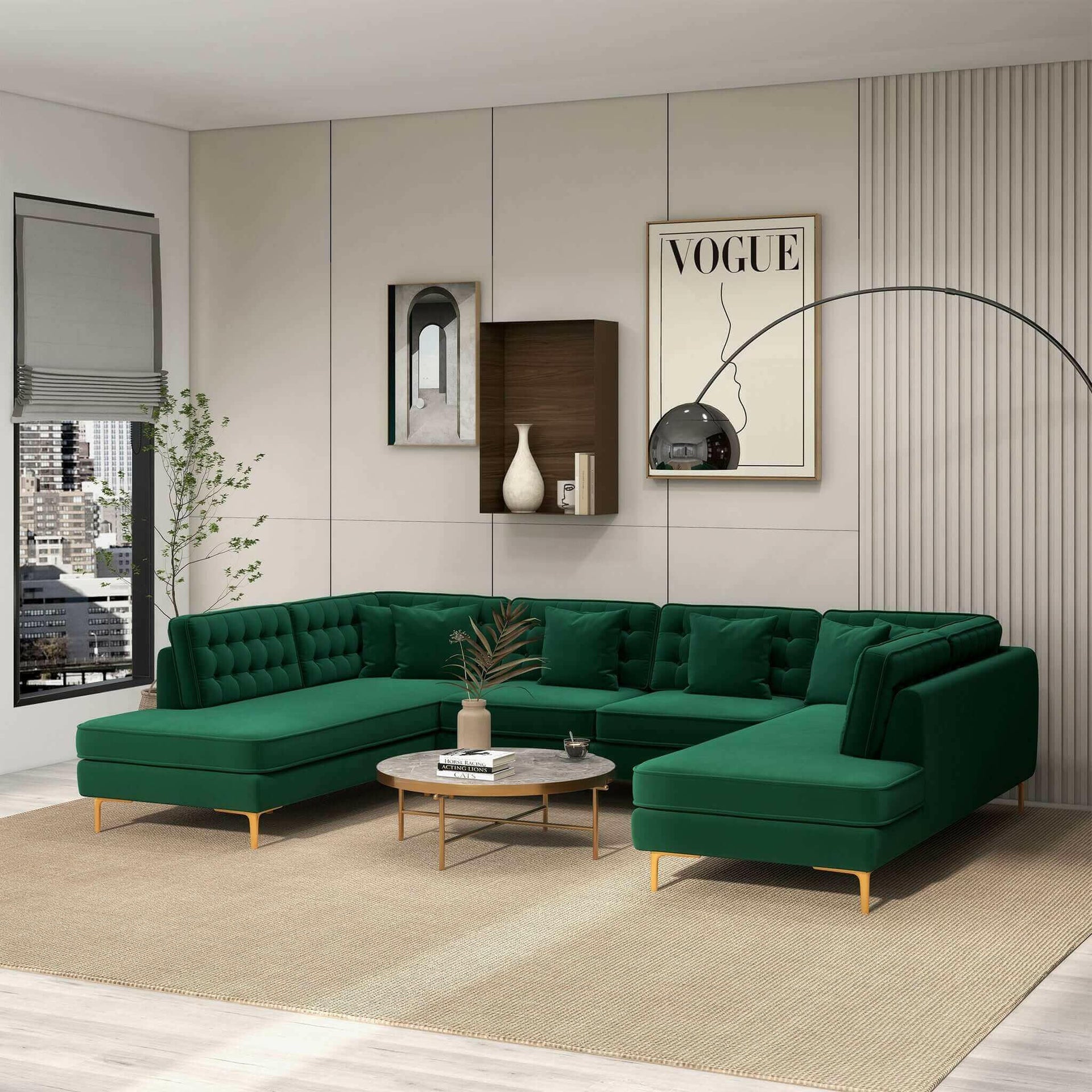 Brooke Velvet U Shape Corner Sofa.